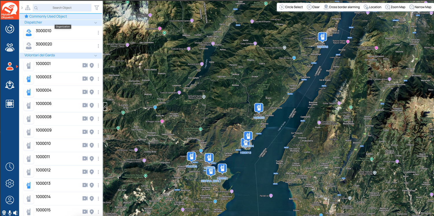 Coordinamento real-time HyTalk con mappa GPS
