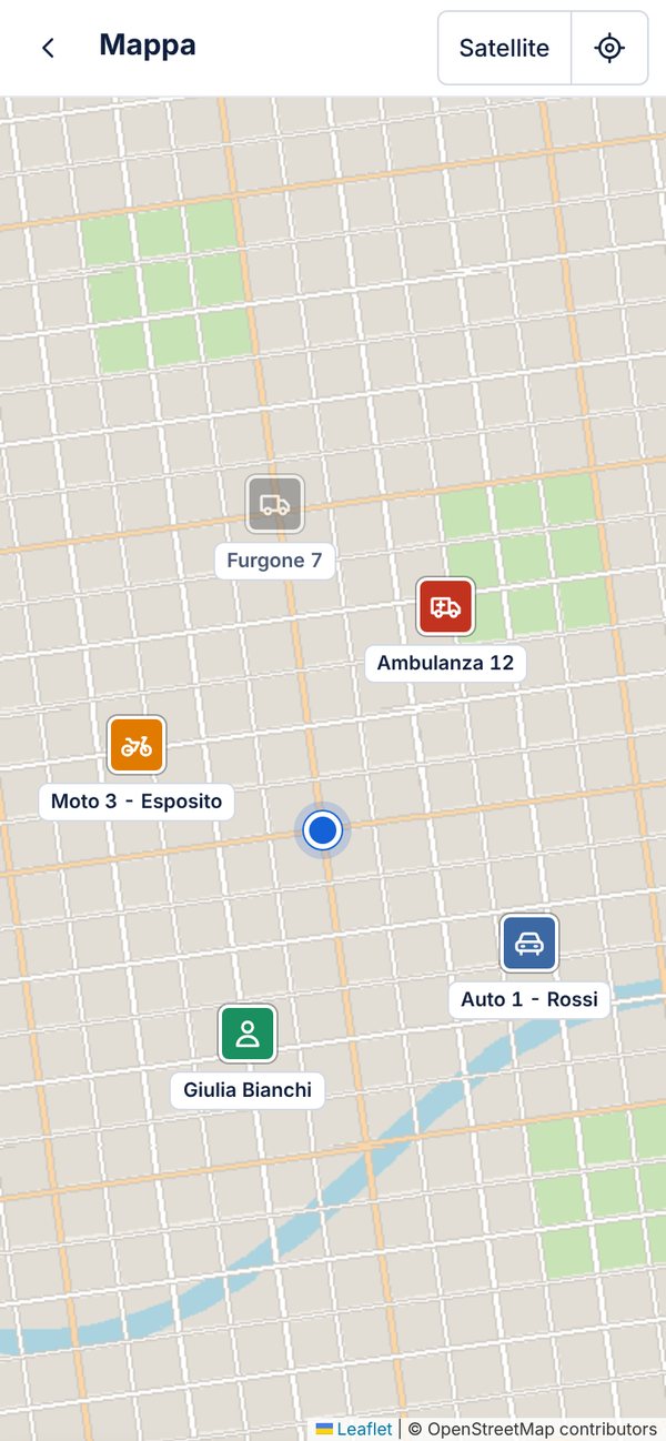 Mappa sulla radio con le posizioni degli altri utenti