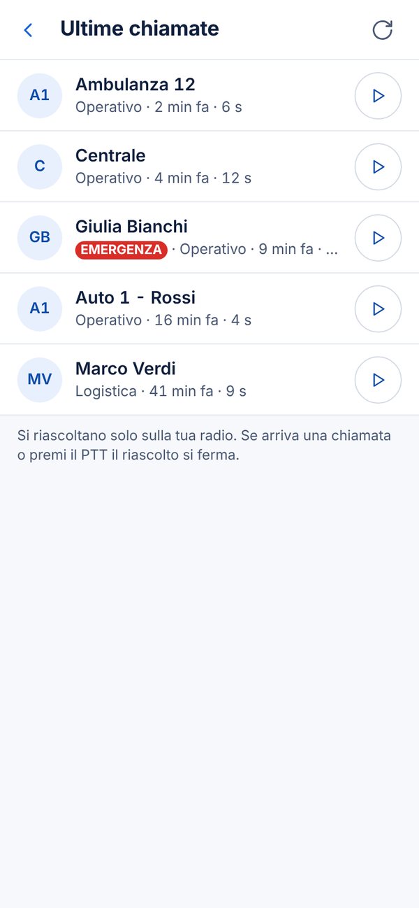 Riascolto delle ultime chiamate